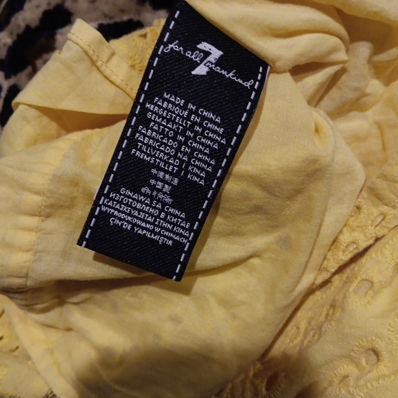 7 For All Mankind Dandelion Yellow Eyelet Lace Cropped Tank Top Small Cotton - Picture 5 of 6